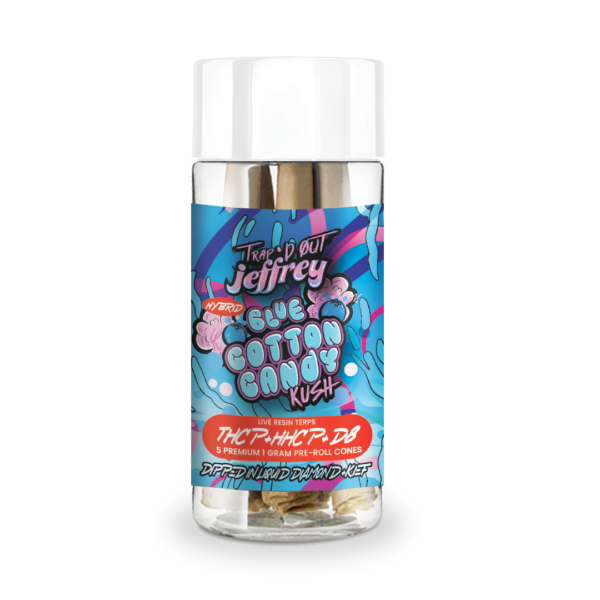 trapped effrey pre-rolls blue cotton candy kush 5g