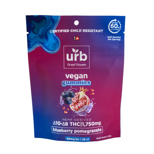 Urb Delta 8 Gummies 35ct 1750mg Blueberry Pomegranate