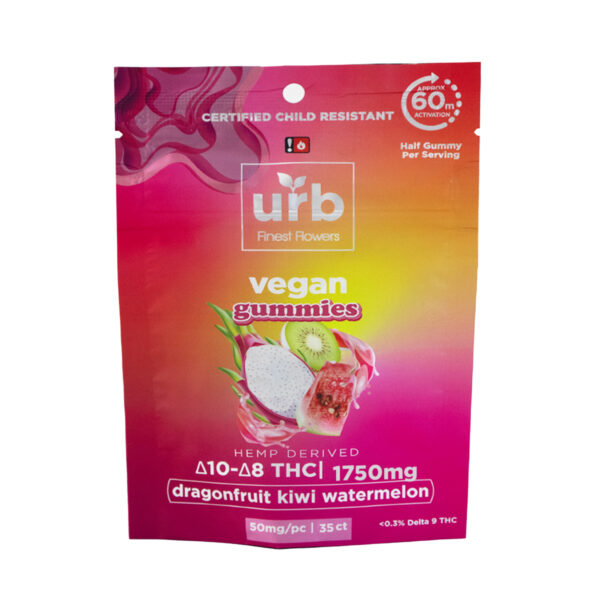 Urb Delta 8 Gummies 35ct 1750mg Dragonfruit Kiwi Watermelon