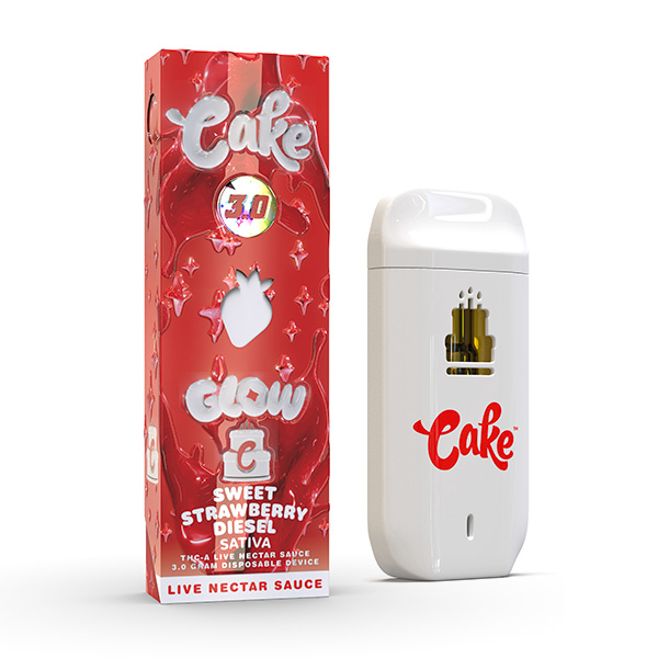 Cake Glow THC-A Disposable Vape 3g sweet strawberry diesel