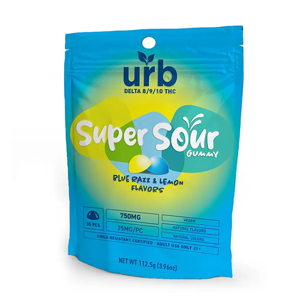 URB Super Sour Gummies 750mg Blue Razz Lemon