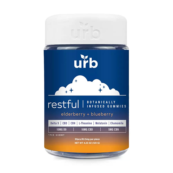 Urb Restful Botanically Infused Gummies 1875mg elderberry + blueberry