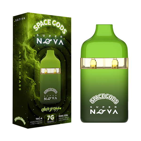 Space Gods Super Nova THC-A Disposable Vape 7g alien-grass