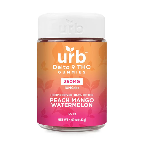 Urb D9 THC Gummies (35ct) 350mg peach mango watermelon