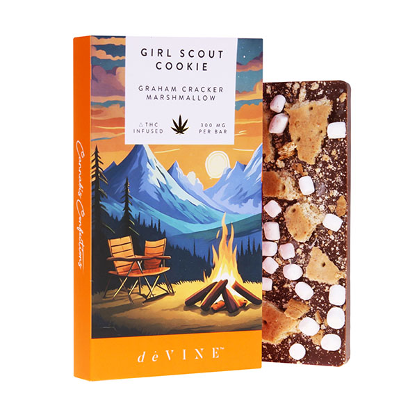 Devine Cannabis Confections Chocolate Bar (15ct) 300mg graham cracker marshmallow girl scout cookie