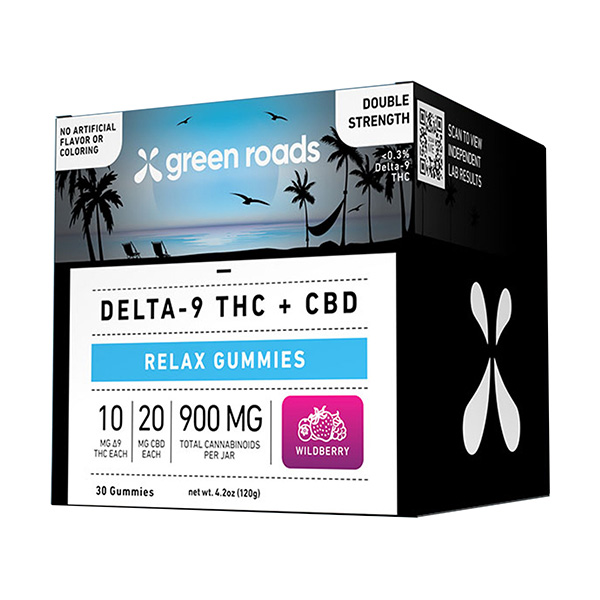 Green Roads D9 + CBD Relax Gummies (30ct) Wildberry