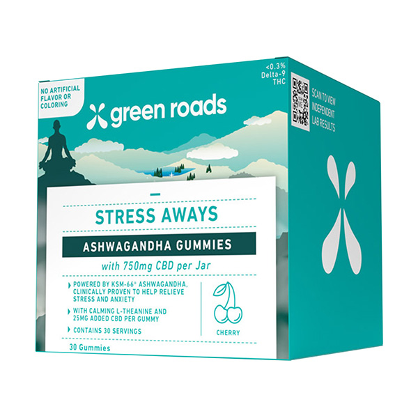 Green Roads Stress Aways Ashwagandha Gummies (30ct) 750mg cherry