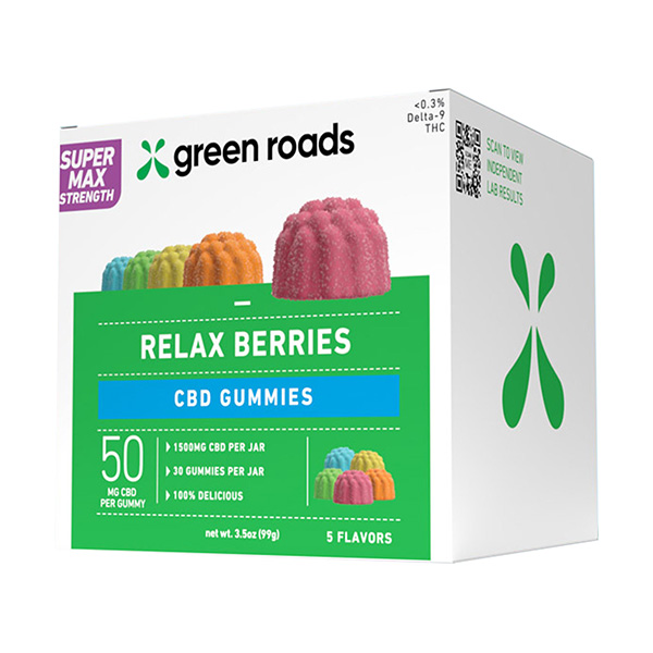 Green Roads CBD Gummies Relax Berries (30ct) 1500mg super max strength