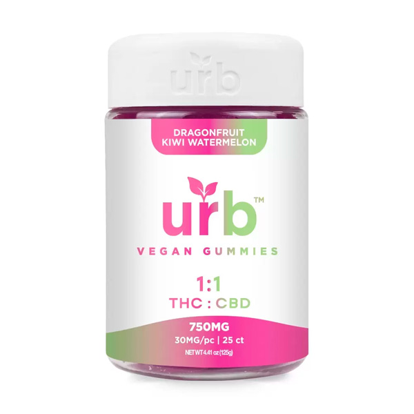 URB 1-1 THC CBD Gummies (25ct) 750mg dragonfruit kiwi watermelon