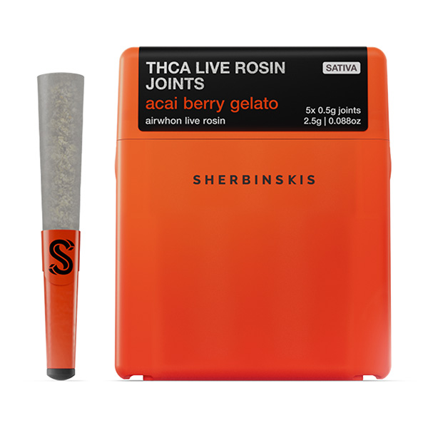 Sherbinskis-THCA-Live-Rosin-Joints-(5ct)-2.5g-Acai-Berry-Gelato-X-Airwhon